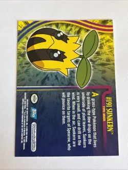 #191 SUNKERN Pokemon Topps TV Animation Edition Card NM - Image 2