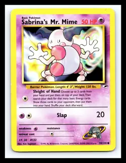 💥 Sabrina's Mr. Mime 94/132 Gym Heroes Pokemon Vintage Card 2000 - Image 1