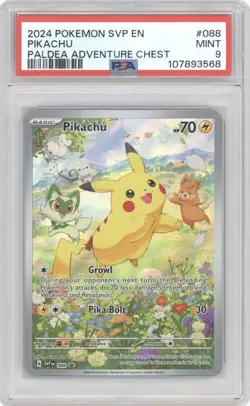 2024 POKEMON SVP EN-SV BLACK STAR PROMO 088 PIKACHU PALDEA ADVENTURE CHEST PSA 9 - Image 1