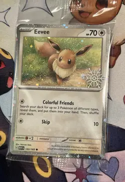 Eevee 133/165 Pokemon TCG Holiday Calendar 2025 Cosmo Holo Stamp SEALED PROMO - Image 1