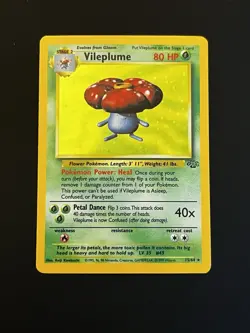 Vileplume Pokemon TCG Jungle Holo Card #15/64 Unlimited Rare LP - Image 1