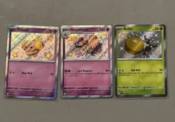 Pokemon Baby Shiny Paldean Fates Fidough Houndstone Rellor 3 card Lot - Image 1