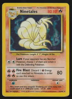 Pokemon TCG Ninetales Base Set 12/102 Holo Unlimited Holo Rare MP - Image 1