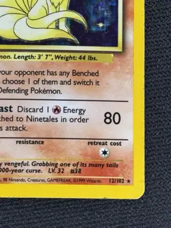 Pokemon TCG Ninetales Holo Rare Card Base Set 12/102 - Image 4