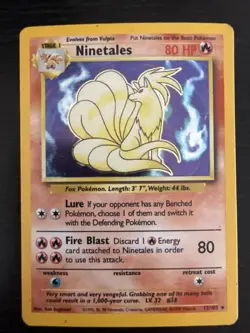 Pokemon TCG Ninetales Holo Rare Card Base Set 12/102, 1999 - Image 1