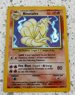 Pokemon TCG Ninetales Base Set Unlimited 12/102 MP Holo Rare - Image 1