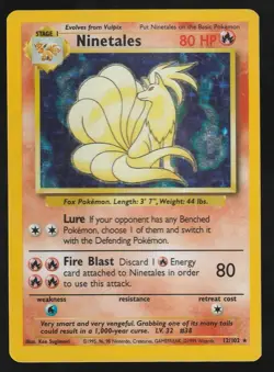 Pokemon TCG Ninetales Base Set 12/102 Holo Unlimited Holo Rare LP - Image 1