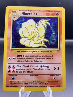 Pokemon TCG Ninetales Base Set 12/102 Unlimited Holo Rare - Image 1
