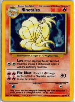 Pokemon TCG Ninetales Base Set 12/102 Holo Unlimited Holo Rare - Image 1