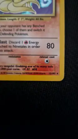 Pokemon TCG Ninetales Holo Rare Card Base Set 12/102 LP - Image 4