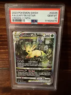 2023 POKEMON SWORD & SHIELD CROWN ZENITH #GG35 FULL ART/LEAFEON VSTAR PSA 10 - Image 1
