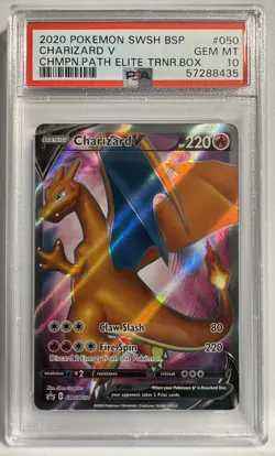 2020 POKEMON SWSH BSP CHARIZARD V #050 CHMP. PATH ELITE TRNR BOX PSA GEM MT 10 - Image 1