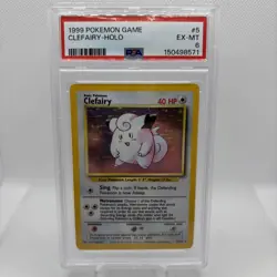 1999 POKEMON BASE SET UNLIMITED #5 CLEFAIRY-HOLO PSA 6 - Image 1