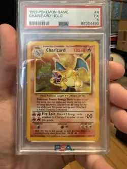 1999 POKEMON BASE SET UNLIMITED #4 CHARIZARD-HOLO PSA 5 - Image 1