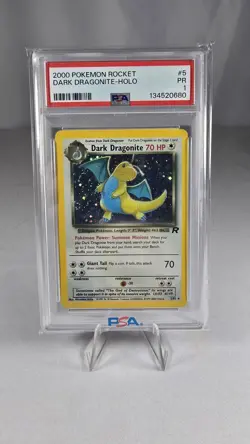 2000 Pokemon Rocket Dark Dragonite Holo #5 PSA 1 - Image 1