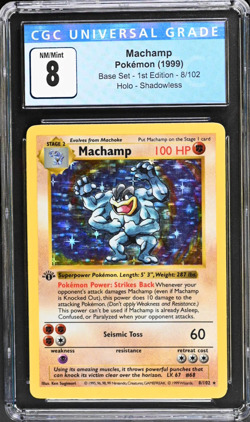 Machamp HOLO rare pokemon Base Set - 1st Edition Shadowless 8/102 NM/Mint 8 - Image 1