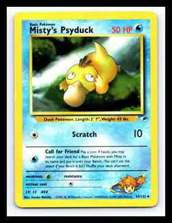 💥 Misty’s Psyduck 54/132 Gym Heroes WOTC Pokemon Vintage 2000 Non Holo Foil - Image 1