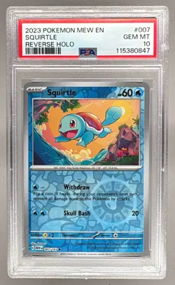 2023 Pokemon SV 151 MEW EN 007 Squirtle Reverse Holo PSA 10 115380847 - Image 1