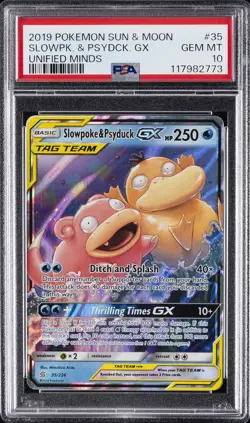2019 POKEMON SUN & MOON UNIFIED MINDS #35 SLOWPOKE & PSYDUCK GX PSA 10 - Image 1