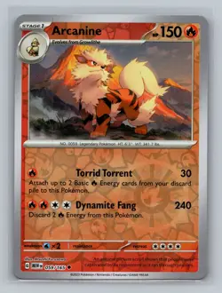 Pokemon TCG #059/165 Arcanine SV: Scarlet & Violet 151 Reverse Holo Near Mint - Image 1