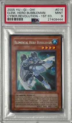 Yu-Gi-Oh! 1st Ed PSA 9 MT 'Elemental Hero Bubbleman' CRV-EN014 ~RARE~ COMPLETER - Image 1