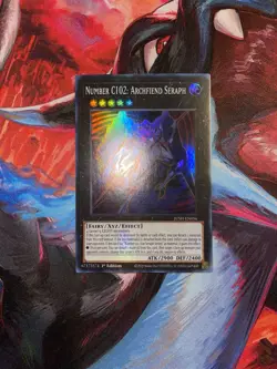Yugioh! Number C102: Archfiend Seraph JUSH-EN056 Super Rare 1st Edition NM - Image 1