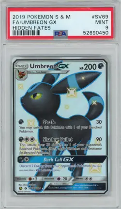 2019 Pokemon Sun and Moon Umbreon GX #SV69 Hidden Fates PSA 9 B - Image 1