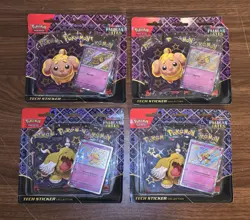 FACTORY SEALED POKEMON TCG Lot Of 4 Paldean Fates 3-Pack Tech Sticker Blisters - Image 1