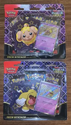 FACTORY SEALED POKEMON TCG Lot Of 4 Paldean Fates 3-Pack Tech Sticker Blisters - Image 4