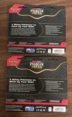 FACTORY SEALED POKEMON TCG Lot Of 4 Paldean Fates 3-Pack Tech Sticker Blisters - Image 5