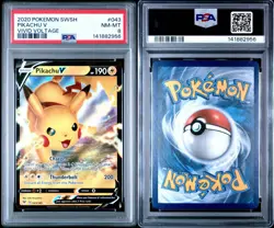 2020 POKEMON SWORD & SHIELD VIVID VOLTAGE #043 PIKACHU V PSA 8 - Image 3