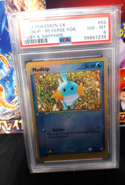 2003 Pokemon EX Ruby & Sapphire Mudkip Reverse Foil #59 PSA 8 NM-MT Pop 64 - Image 1