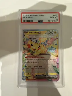 2024 Pokemon SV Surging Sparks Pikachu Ex #057/191 PSA 10 - Image 1