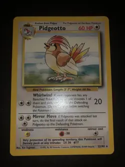 PIDGEOTTO RARE - POKEMON 22/102 BASE SET EXCELLENT US VERSION - Image 1