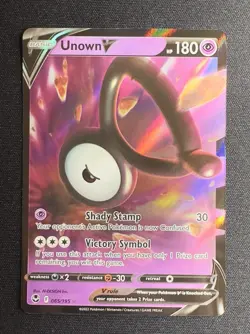 Near Mint Unown V 065/195 Pokemon Silver Tempest Holo Ultra Rare - Image 1