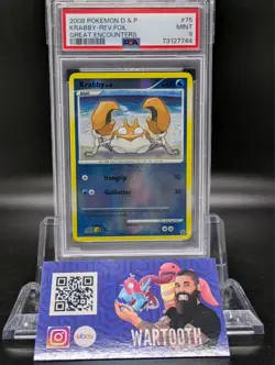 Pokemon Diamond & Pearl - Great Encounters Krabby Reverse Holo #75 PSA 9 - Image 1