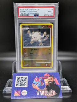 Pokemon Diamond & Pearl - Great Encounters Mankey Reverse Holo #79 PSA 9 - Image 1