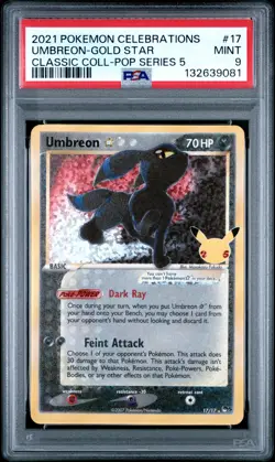 2021 POKEMON CELEBRATIONS CLASSIC COLL #17 UMBREON-GOLD STAR PSA 9 - Image 1