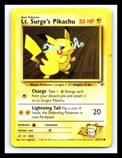 💥 Lt. Surge's Pikachu (Gym Heroes Set Pokemon 2000) Vintage # 81/132 - Image 1