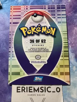 2001 Topps Pokemon Johto Series 1 STICKER SUNFLORA - #192 (36 of 62) super rare - Image 4