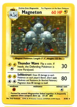 Pokemon TCG Magneton 9/102 Base Set Holo Unlimited Rare LP - Image 1
