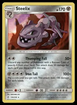 Steelix 139/236 Holo Rare Cosmic Eclipse Pokemon Holo Near Mint - Image 1
