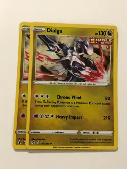 Pokemon Card Evolving Skies 2x Playset Cosmo's Holographic Dialga 112/203 NM - Image 1