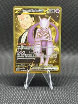 Pokemon TCG Mewtwo EX Team Rockets Gold Rare Card 240/182 Destined Rivals - Image 1