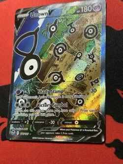 Pokemon TCG Unown V 177/195 Alternate Art Silver Tempest Card LP/NM Full Art Hol - Image 2