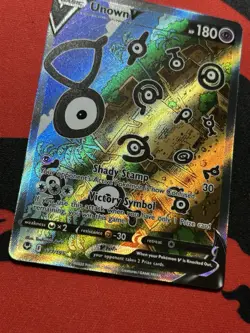 Pokemon TCG Unown V 177/195 Alternate Art Silver Tempest Card LP/NM Full Art Hol - Image 3