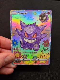 Gengar Full Art Rainbow Holo Sketch Custom Promo Art Card - Image 1