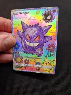Gengar Full Art Rainbow Holo Sketch Custom Promo Art Card - Image 4