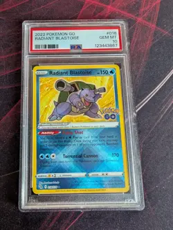 Pokemon PSA 10 GEM MINT Radiant Blastoise 018/078 Pokemon GO Holofoil 2022 - Image 1