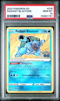2022 POKEMON GO #018 RADIANT BLASTOISE PSA 10 - Image 1
